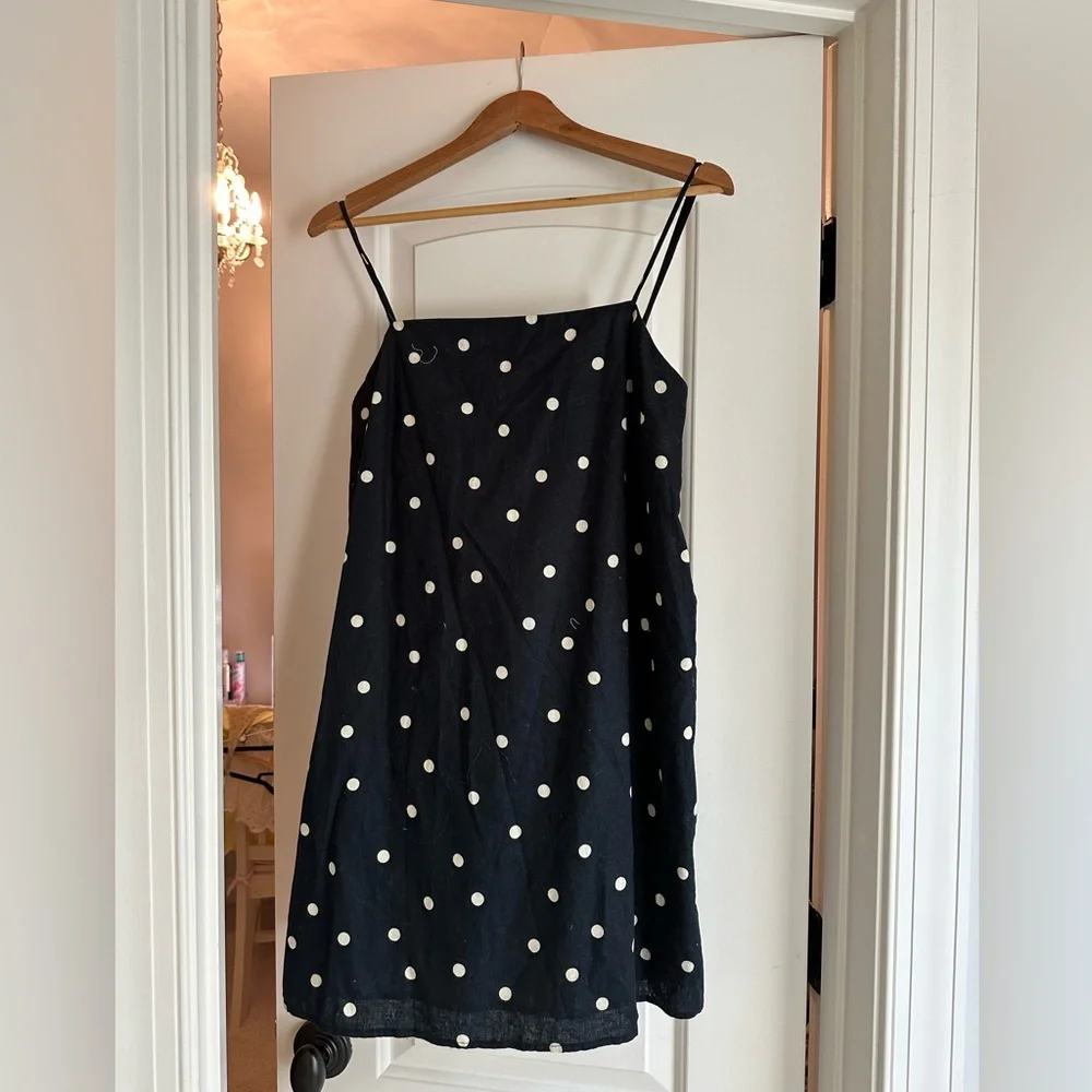 H&M | Dresses | Hm Linen Polka Dot Mini Dress | Poshmark